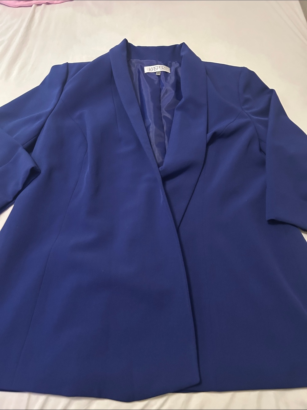 Kasper Royal Blue Shawl-Collar Open Front Blazer